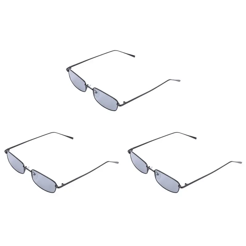 TEXU 3X Vintage Sunglasses Women Men Rectangle Glasses Small Retro Shades Sunglasses Women S8004 Black Frame Grey