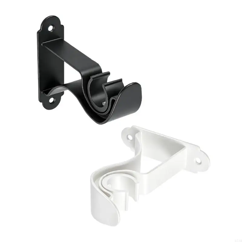 Pack of 4 Single Curtain Rod Holders Iron Wall and Ceiling Mount Drape Brackets Fit 22/28Mm Rod for Home Office 37JD