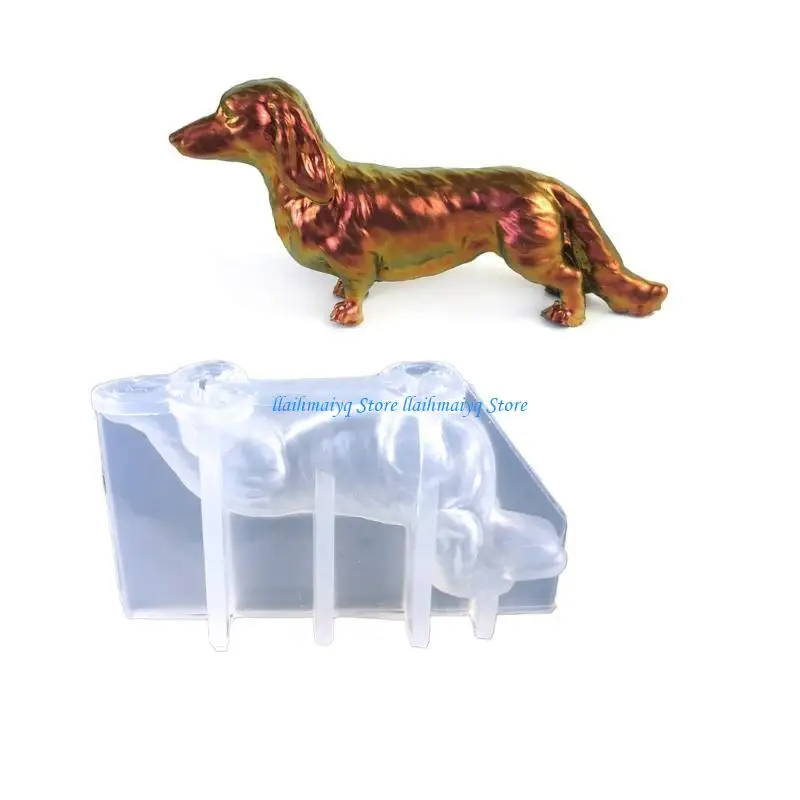 573B DIY Silicone Craft Molds Dog Ornament Molds Dachshund Shaped Clay Mould Soap Making Molds Silicone Material for Ornament