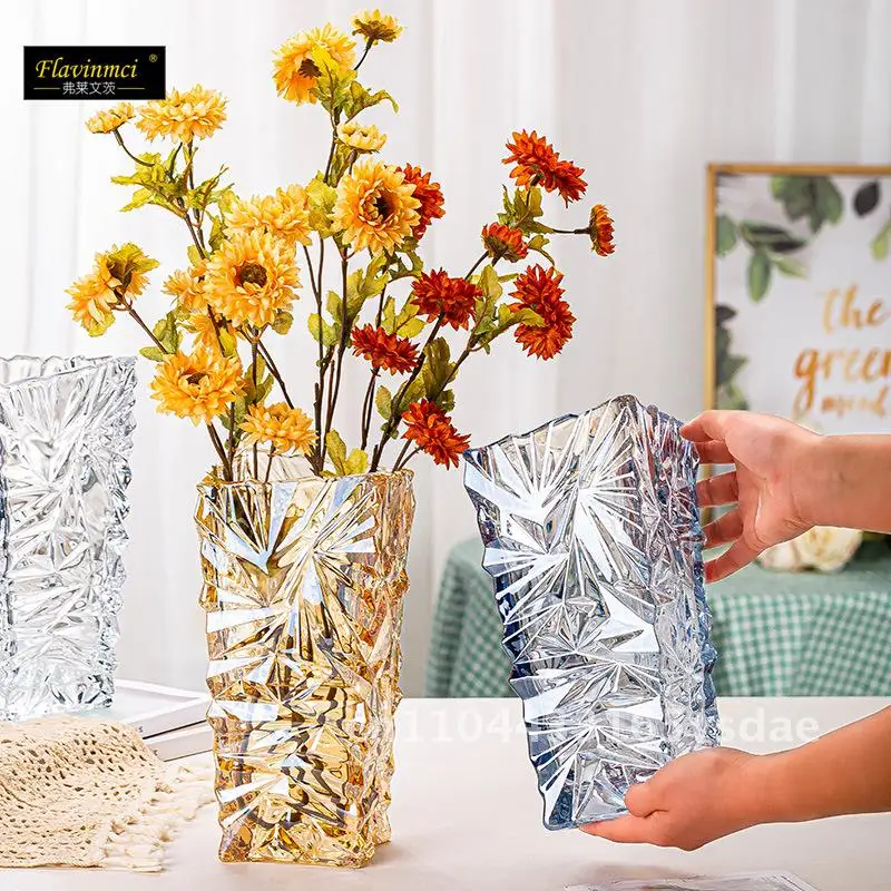 

Vase with high-end feel, thickened glass vase, hydroponic flower set, living room flower arrangement ornament
