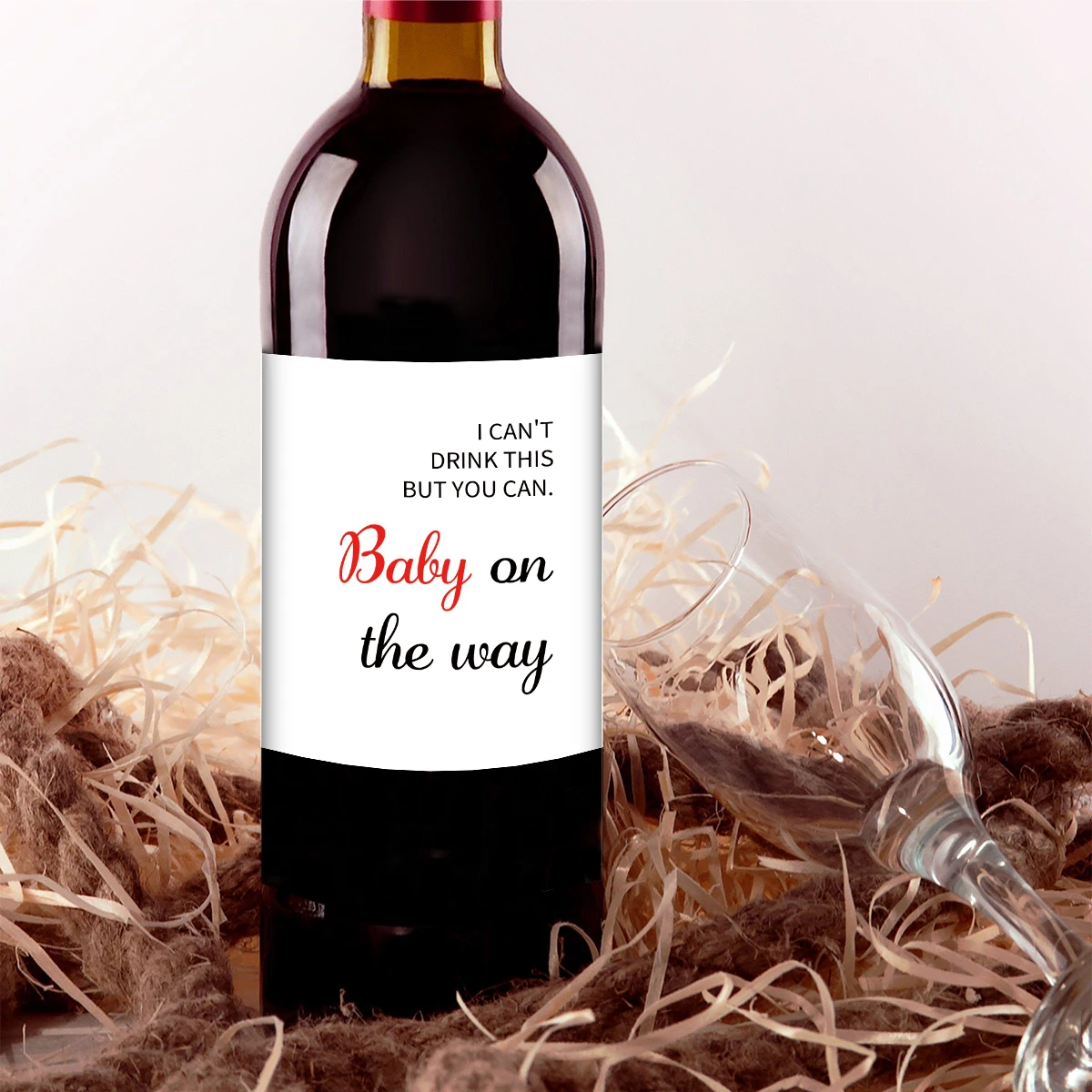 4 قطع من ملصقات زجاجات النبيذ لإعلان الحمل، لا أستطيع شرب هذا يمكنك! تكشف ملصقات زجاجات النبيذ للحمل، ومستلزمات الحفلات