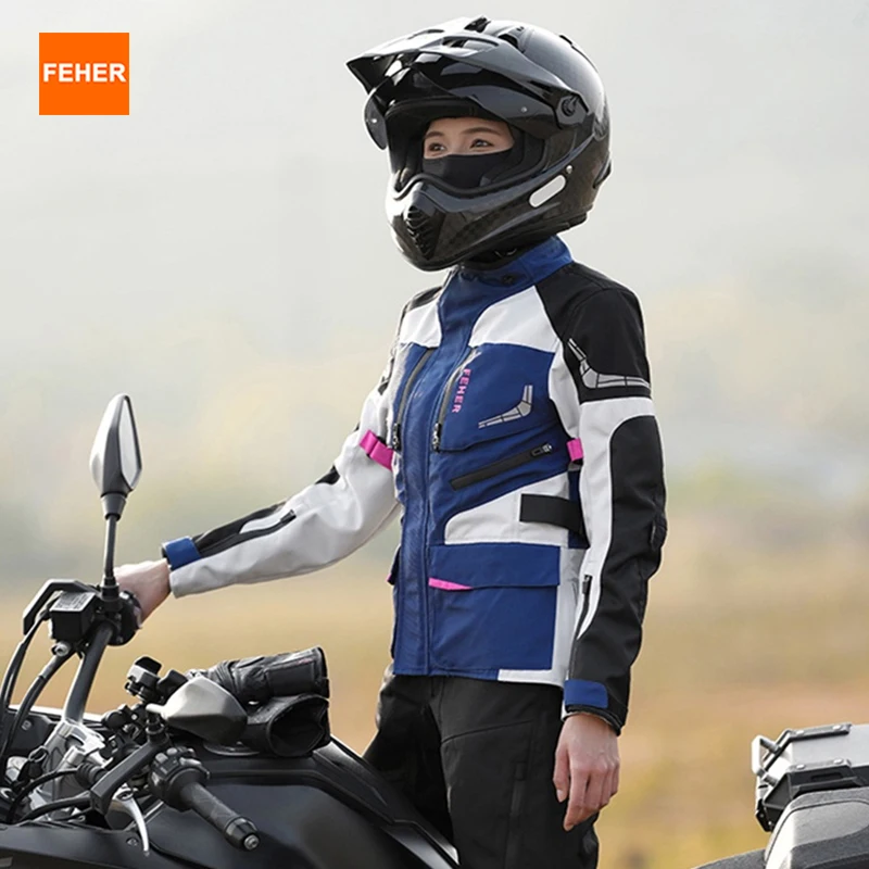 

FEHER All Seasons Motorcycle Rally Suit Woman 3-Layer Waterproof Windproof with Detachable Protective Gear Riding Jacket Sets