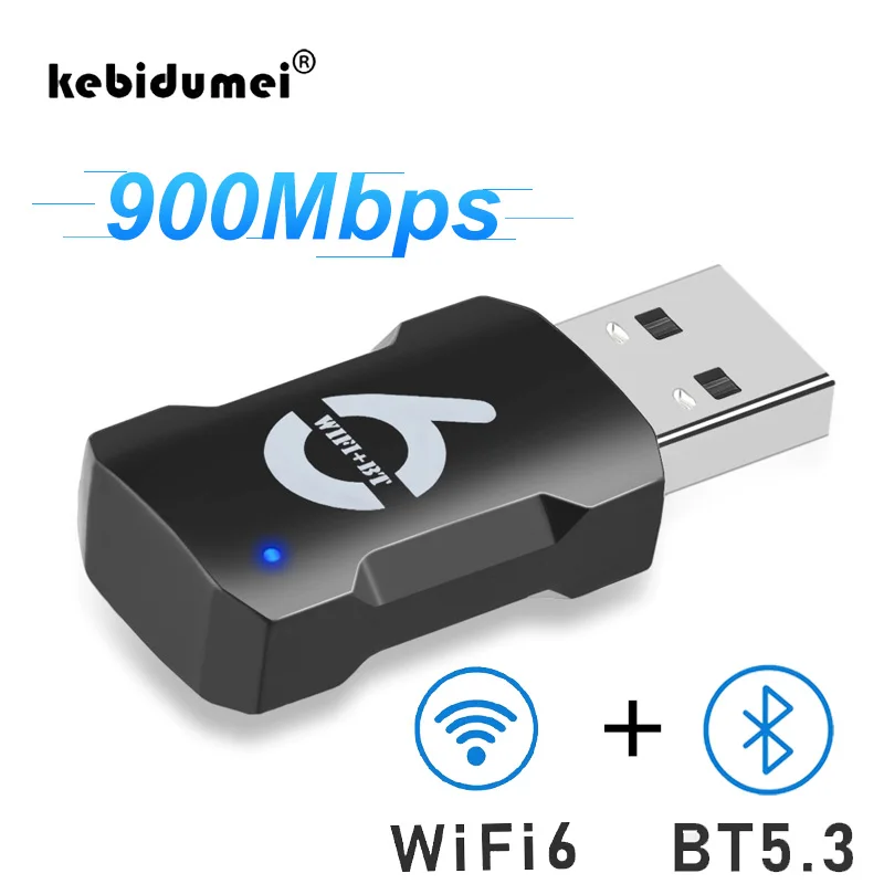 900Mbps USB WiFi 6 Bluetooth Adapter 2 in 1 USB Dongle 2.4Gbps 5Gbps Dual Band Wi-Fi Network Card Wireless Receiver for Laptop