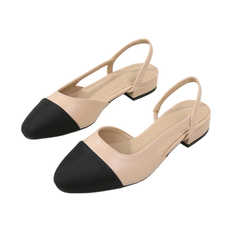 Plus Size Women's Colorblock Chunky Heel Mule Sandals Open Back Closed Toe Two-Tone Mid Heel Summer Office Shoes