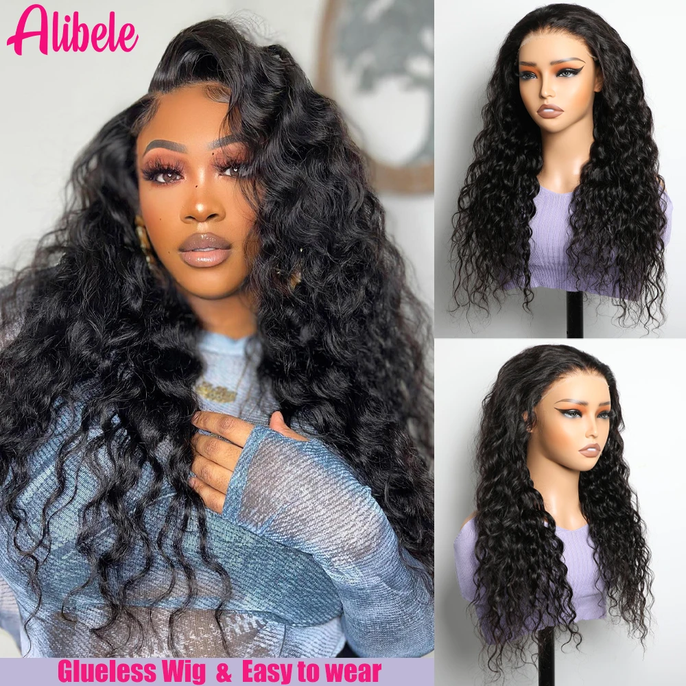 

Glueless Wigs Human Hair Water Wave Human Hair Wigs Ready To Wear Pre-Cut Lace Wear And Go Glueless Wigs Lace Front Wig