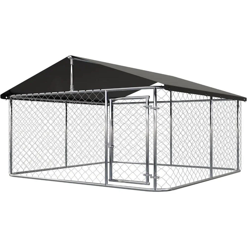 Outdoor Dog Playpen Heavy Duty Dog Kennel House Mesh Dog Big Cage Pet Kennel Steel Fence with Secure Lock