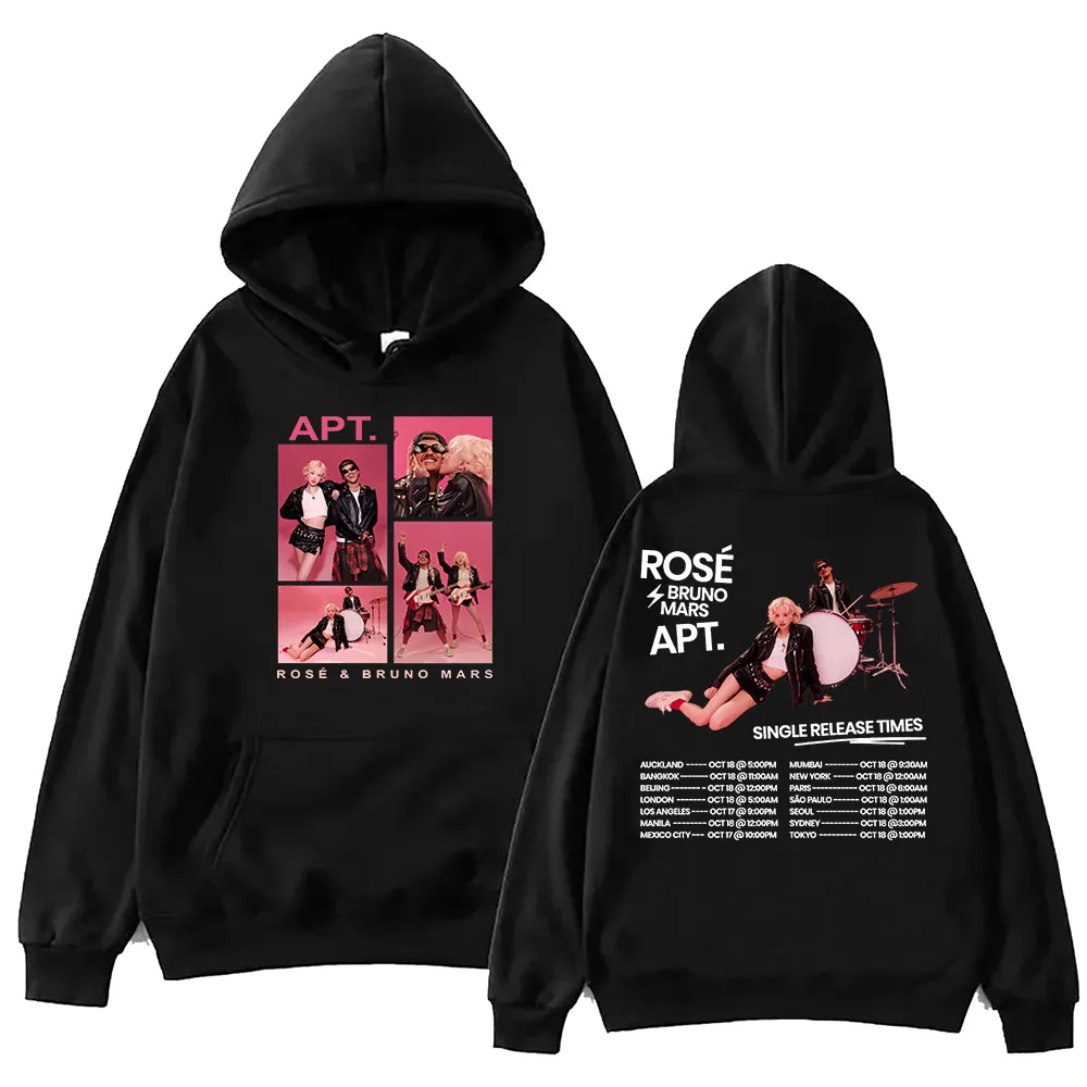بلوفر ROSÉ & Bruno Mars APT بغطاء للرأس للجنسين Harajuku بلوفر بأكمام طويلة هدية لمحبي الرسوم المتحركة