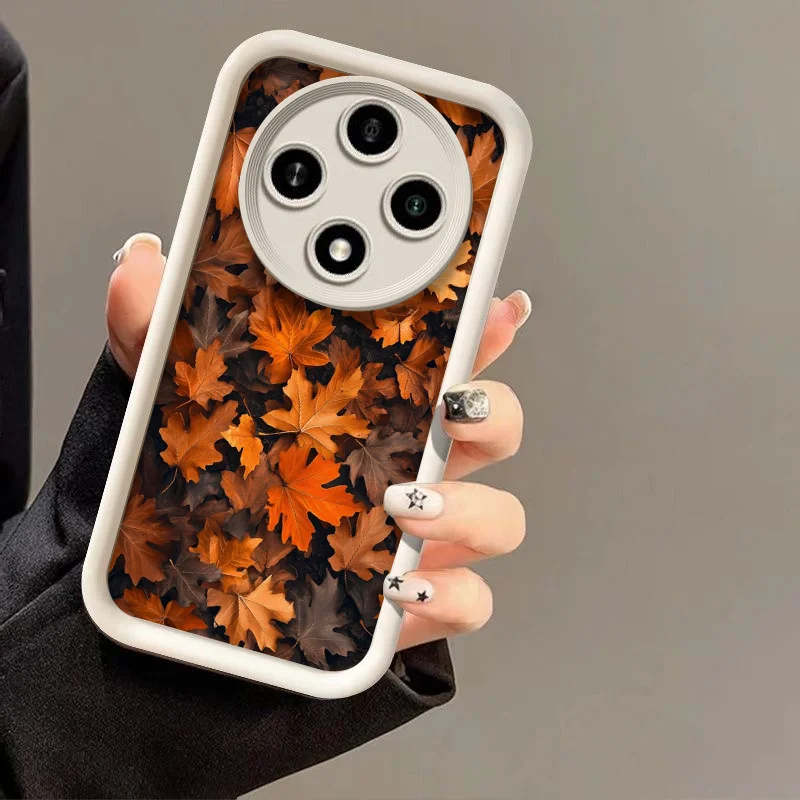 Funda de teléfono pintada a mano con diseño de hoja de arce otoñal para OPPO Reno 13 F 14 12 11 10 Pro Plus 8T A79 A58 Find X3 X8 Lite, funda suave