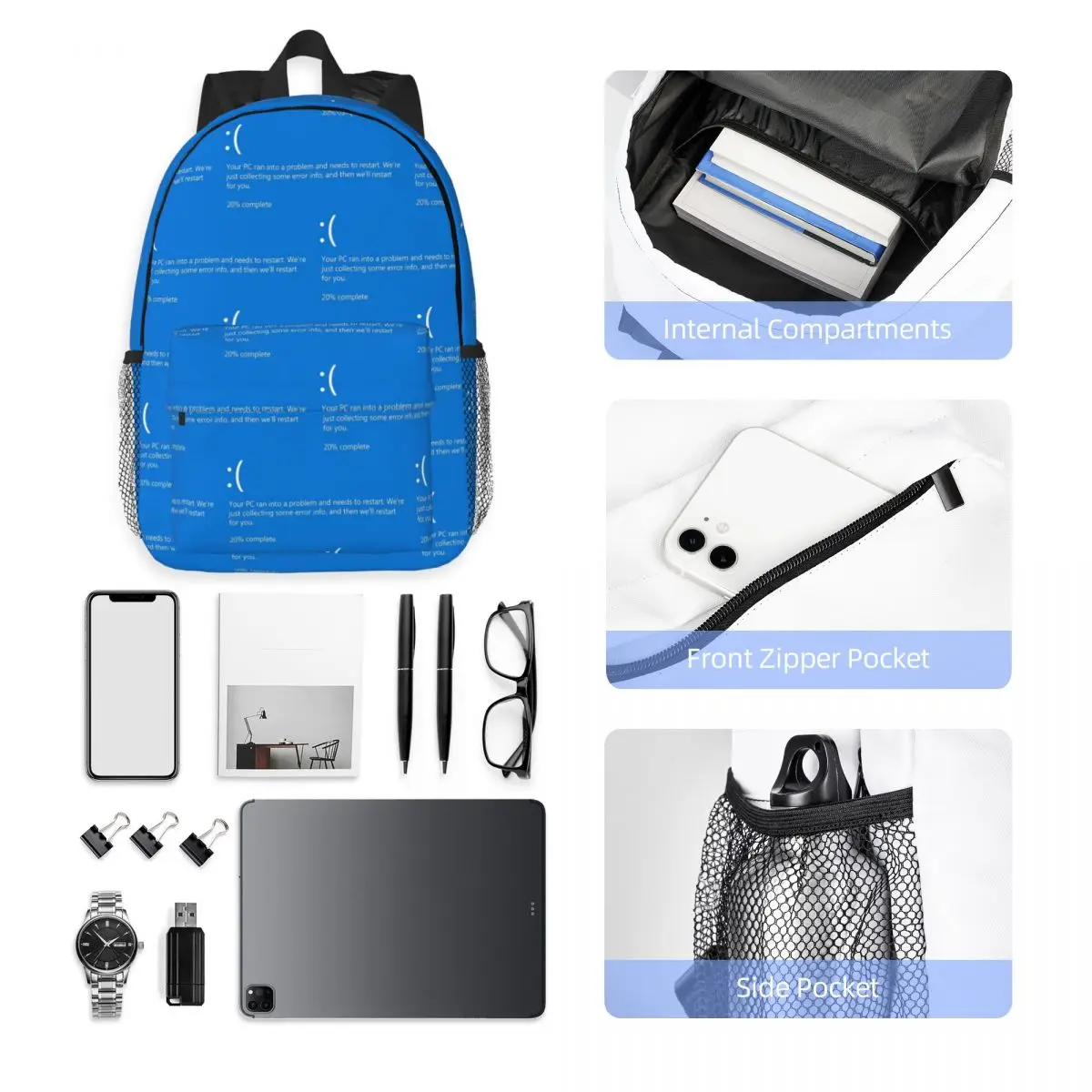 Blue Screen Of Death NEW Backpack Student Boys Girls BookBag Men Women School Bag Laptop Shoulder Bags