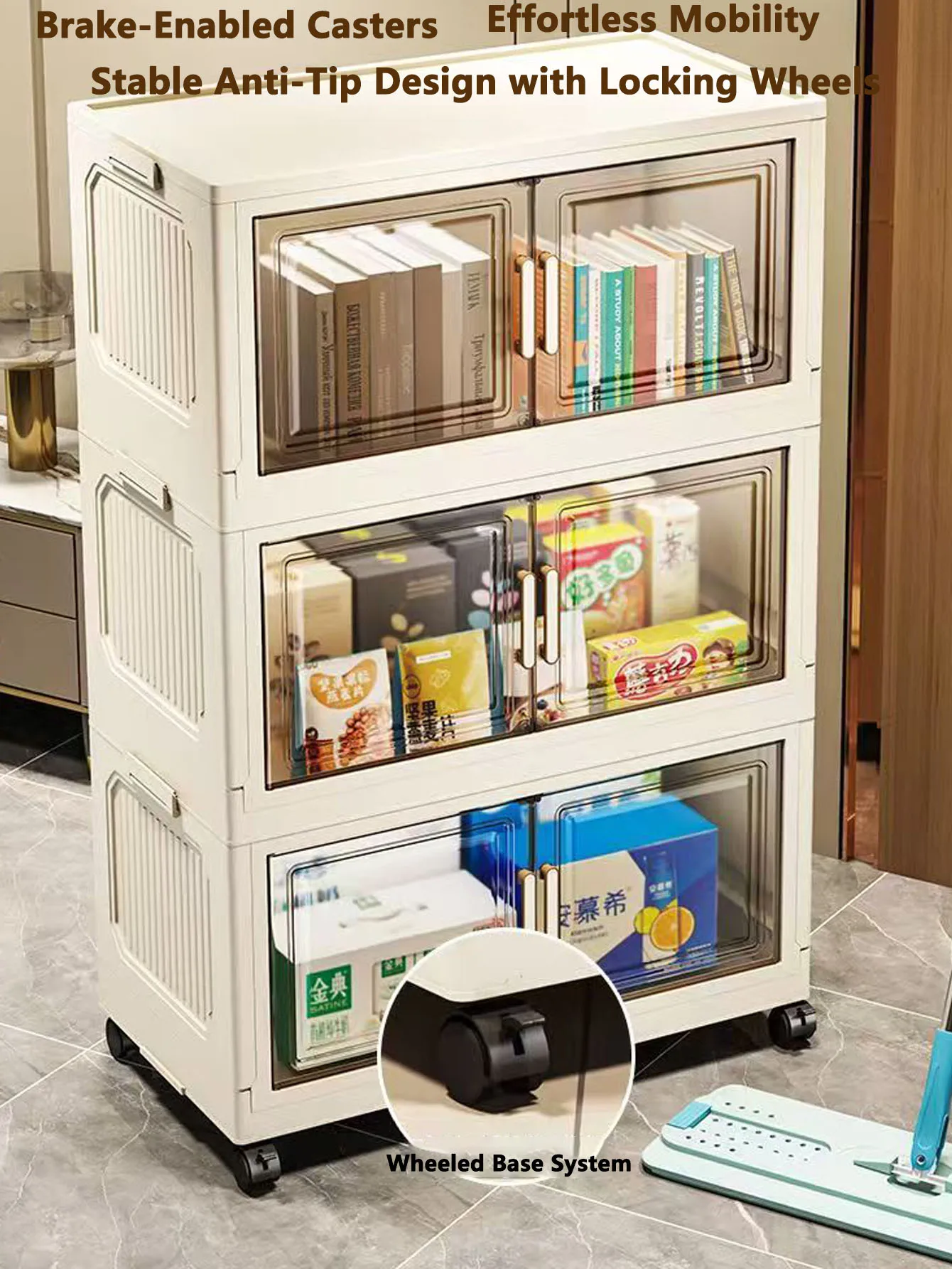 Foldable Multi-Layer Plastic Baby Wardrobe No-Install Clothing Storage Cabinet for Home Living Room Bedroom Portable Storage Box
