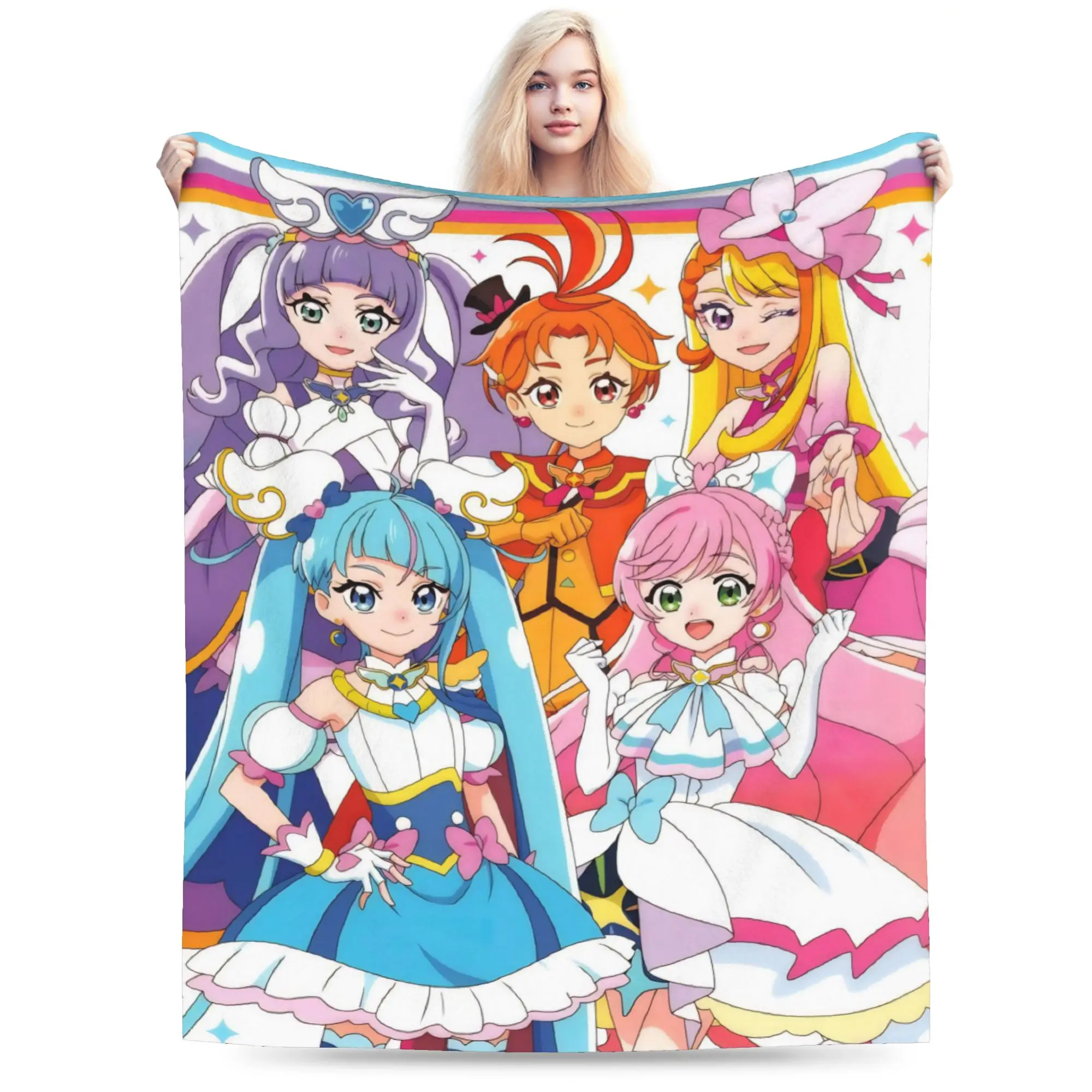 Soaring Sky Pretty Cure Blanket Flannel  Relax Lightweight Thin Throw Blanket for Bedroom Plush Thin Quilt