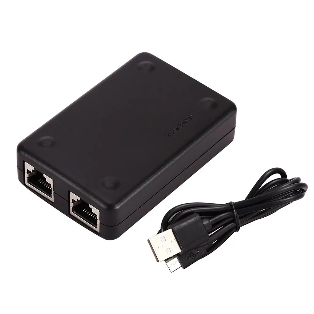 2 Ports Network Switcher Ethernet Internet Adapter Hub Black
