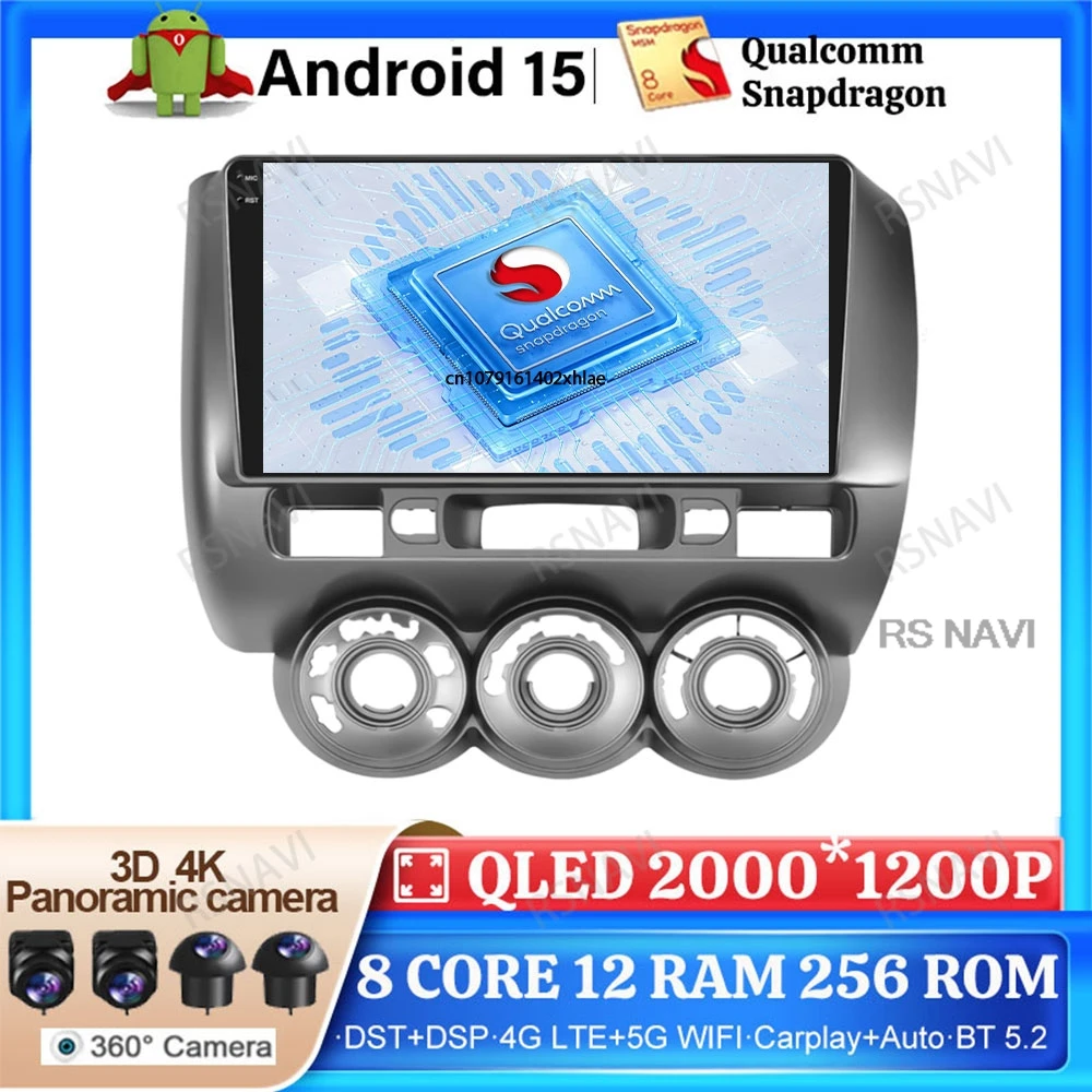 

Android 15 Car Radio For Honda Fit Jazz City 2002 2003 2004 2005 2006 2007 Qualcomm DSP BT Viedo Player DVD Multimedia Stereo