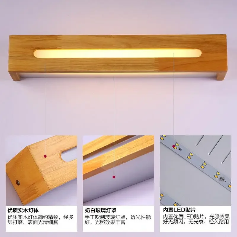 Modern Wood Wall Lamp for Bedside Study Living Room Table Kitchen Mirror Wardrobe Aisle Stairway Indoor Home Decoration Lighting