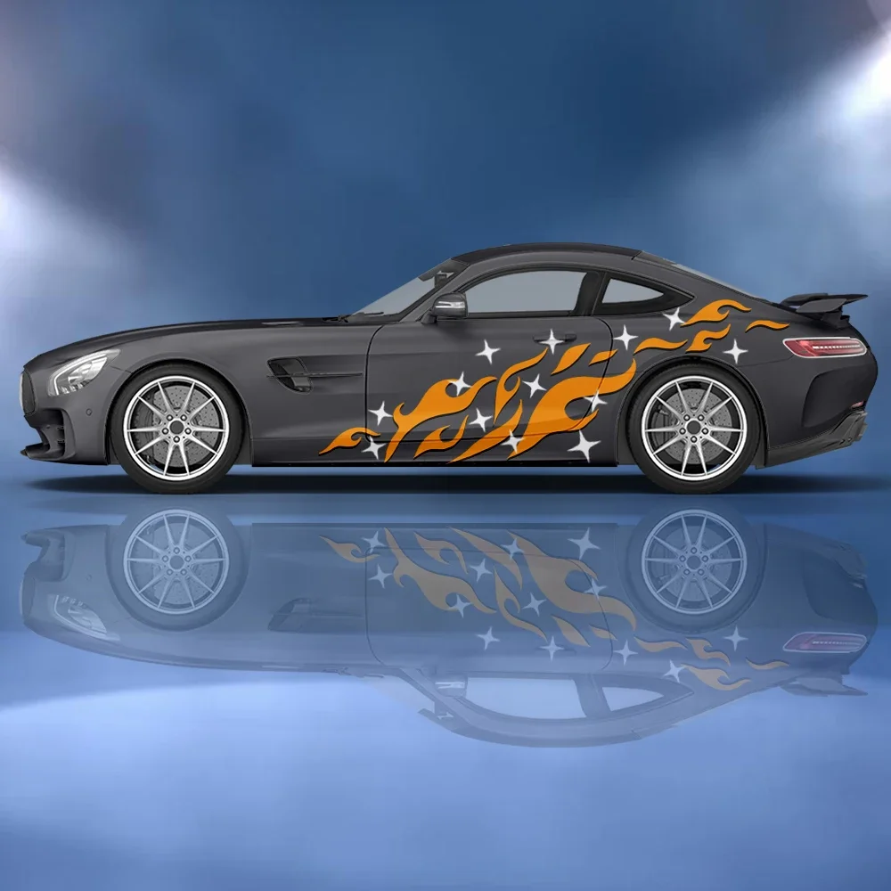 Star abstract flame Car side sticker vinyl self-adhesive paper motorsport paint accessories suitable for truck suv car decals