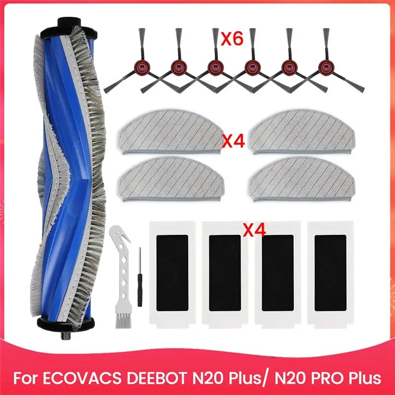 AT19-Accessories For ECOVACS DEEBOT N20 Plus/ N20 PRO Plus Robot Vacuum Replacement Parts Main Side Brush Filter Mops