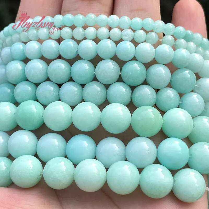 Amazonite Jades Blue Round Bead For Jewelry Making Strand 15\