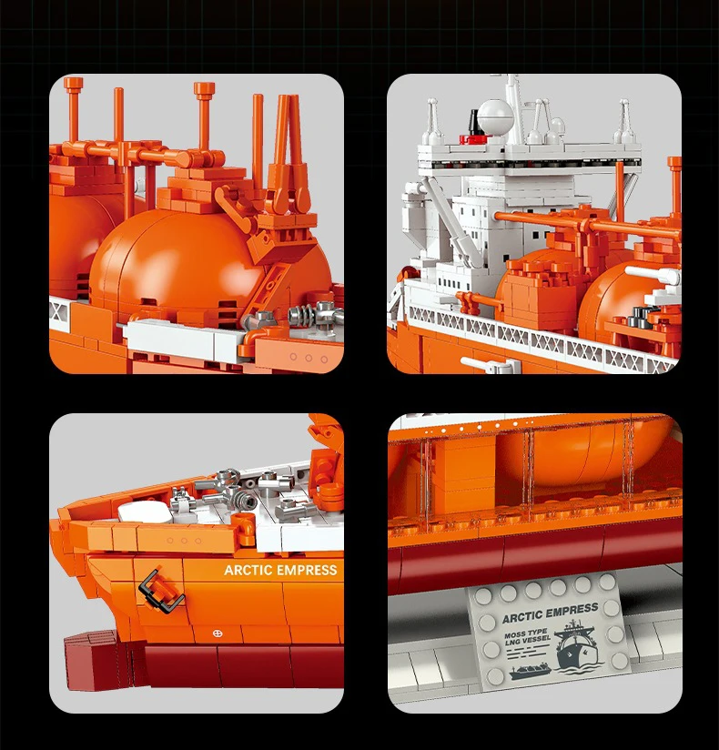 Idea Boat Baustein-Set MOSS-Typ LNG-Vesselträger Schiffsmodell-Bausatz Konstruktions-Bausteine Sammlerstück Heimdekoration als Geschenk – Detail 7