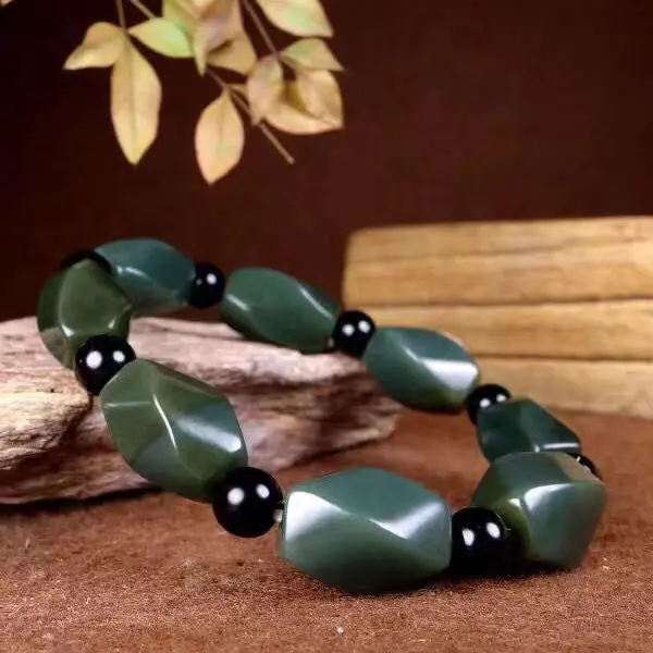 

Браслет из нефрита Хэтянь, браслет из зеленого нефрита, нефритовый браслет превращающийся по миру вокруг ромбовидного браслета для мужчин и женщин