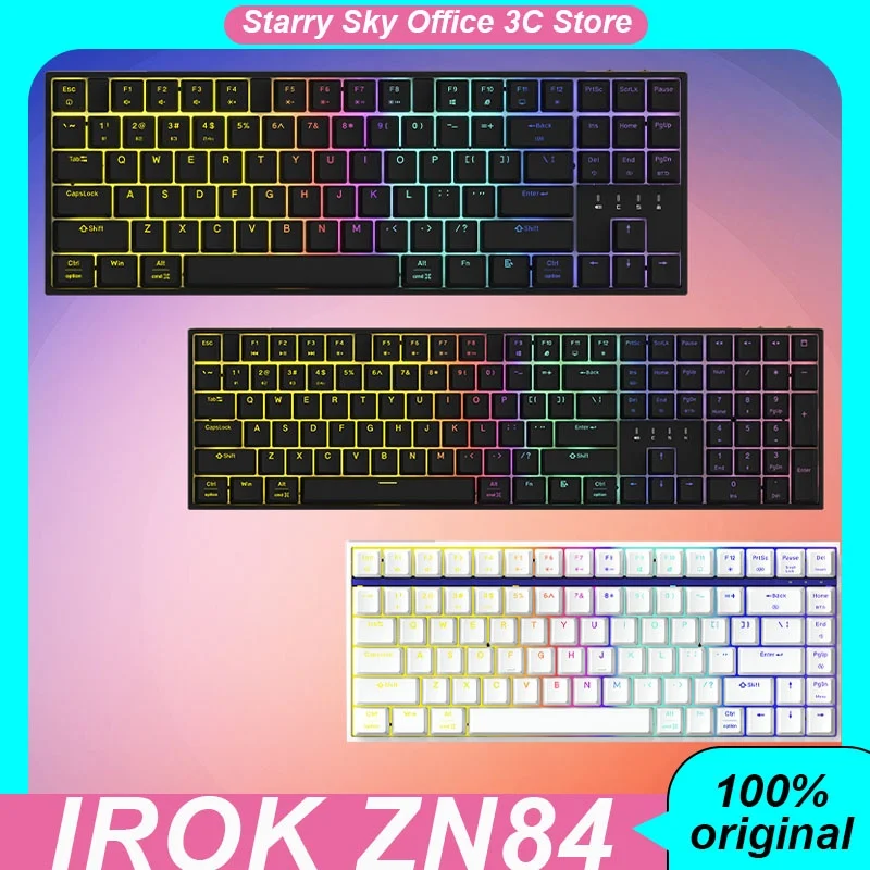 Irok Zn84 Mechanical Keyboard Wireless Three Mode Long Battery Life Hot Plug Rgb Zn87 Zn104 Laptop Customized Gaming Keyboard