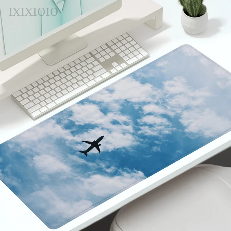 Airplane Flying in the Sky Mouse Pad Gaming XL Large HD Custom New Mousepad XXL Desk Mats Non-Slip Soft Carpet Laptop Mouse Mats