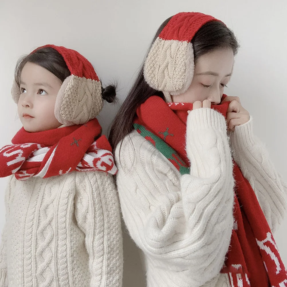 

Warm Christmas Knitted Scarf Antler Design All-Match Fashionable Gift for Winter Fall Festive Wear Christmas Scarf