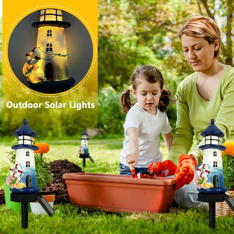 

Outdoor Solar Lights For Yard Beacon Garden Lights Solar Powered Waterproof Nautical Theme Automatic Lamp Scene Prop Ornament