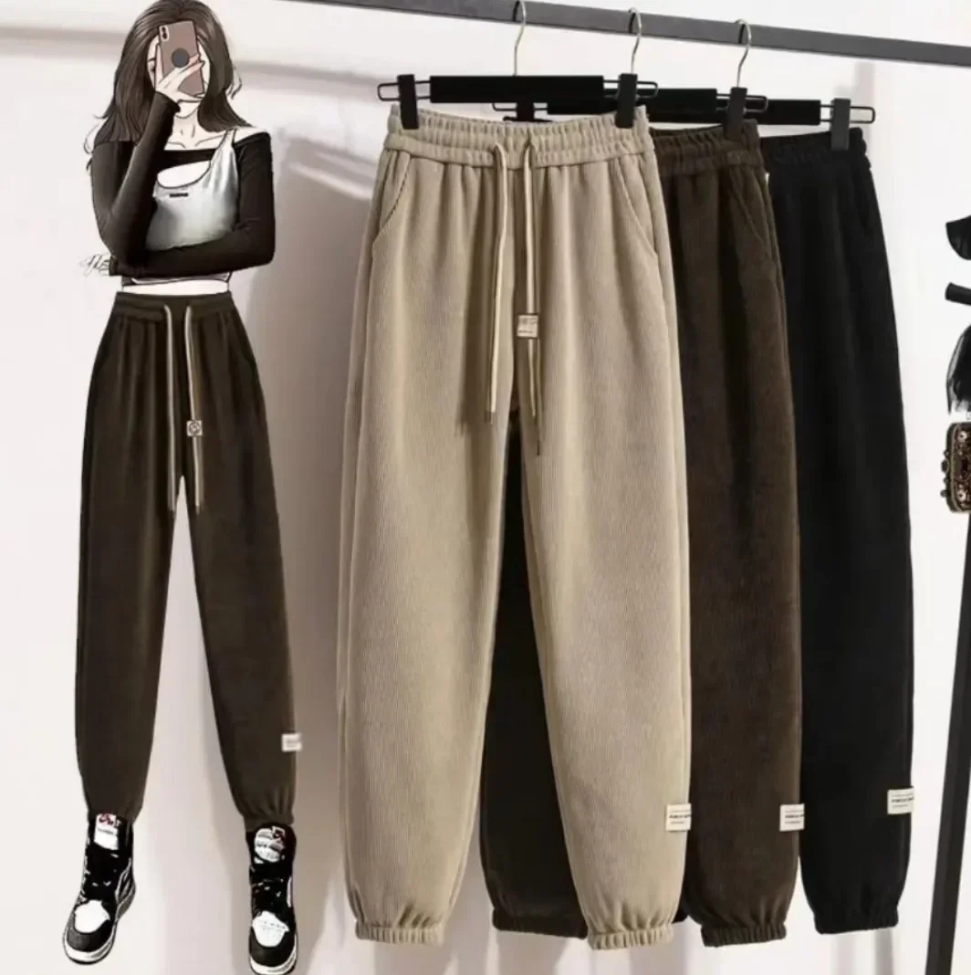 

Winter Explosion Plus Fleece High-waisted Double Drawstring Single Pants Fashion Women's Sweatpants Radish Pants Women's Pants