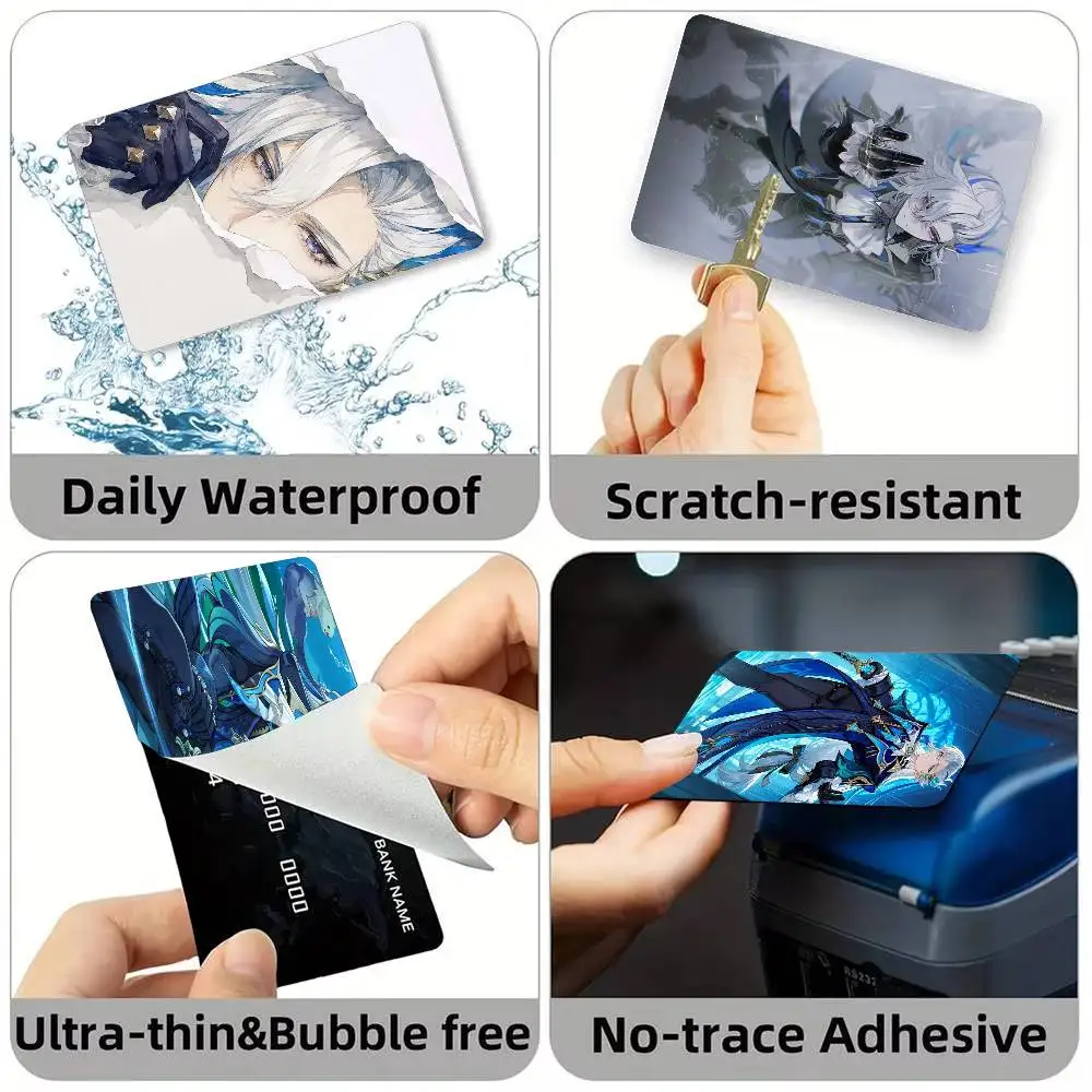 G-Genshin Neuvillette cartoon Credit Card HD Stickers Small Chip Waterproof Sticker Game Card Decal Gift