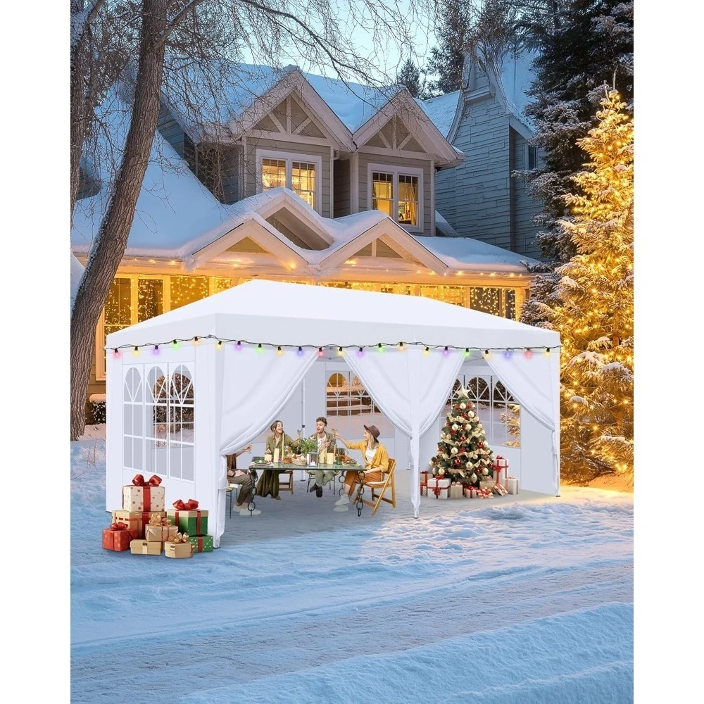 10x20 Pop Up Canopy Tent with 6 Removable Sidewalls, One-Push Center Lock Design, Commercial Grade Waterproof Party, Customized