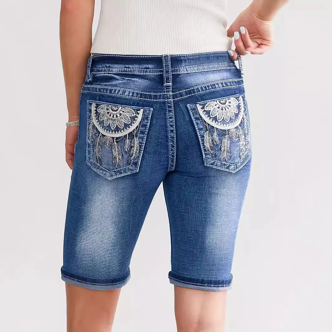 Bleached Jeans Distressed Women Jean High Waist Skinny Slim Fit Zipper Fly Washed Spliced Pockets  Basics Knee Length
