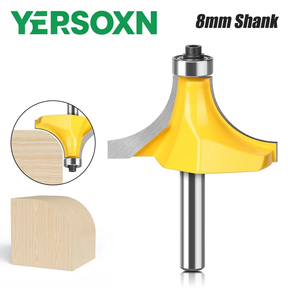 1PC 8mm Shank Corner Round Over Router Bit R15.9mm, 20.15mm, 25.2mm with Bearing Milling Cutter for Wood Woodworking Tools