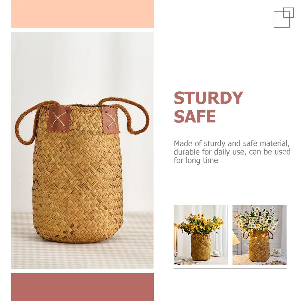 

Rattan Flower Basket Woven Handheld Decorative Storage Basket Rustic Portable Flower Arrangement Holder for Home Office Use