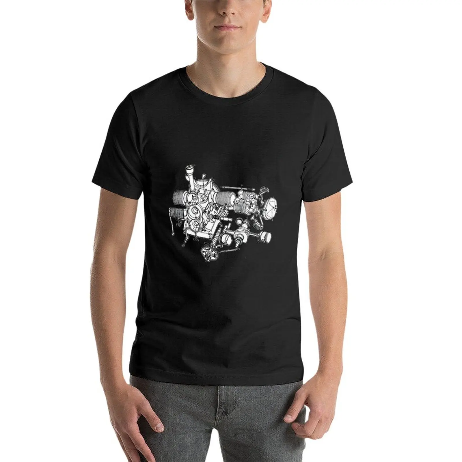 Citroen 2CV engine exploded drawing. T-Shirt boys animal print new edition big and tall t shirts for men