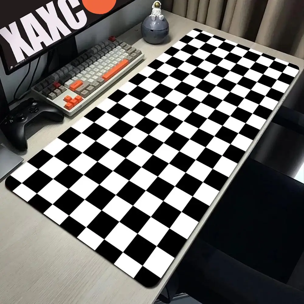 Black And White Checkered Mousepad Gamer Gaming Laptops Mausepad Mouse Pad Computer Mouse Ped Pc Accessories Rubber Mat Deskmat