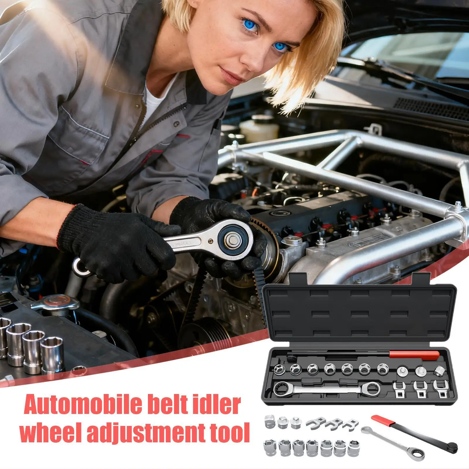 أداة شداد حزام اعوج أدوات صيانة السيارات مفتاح إزالة بكرة المهمل للميكانيكا المهنية للسيارات