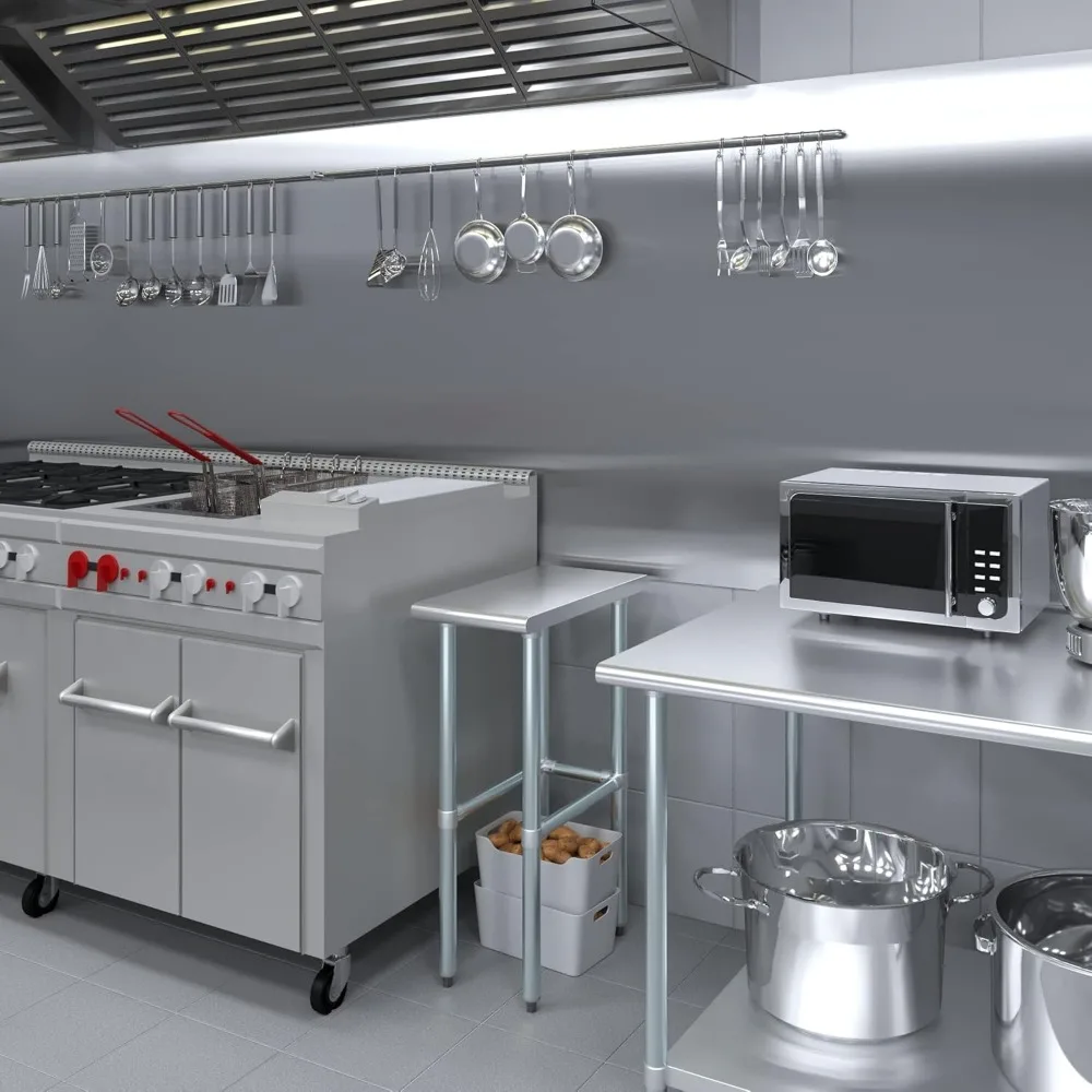 جزيرة مطبخ من الفولاذ المقاوم للصدأ لإعداد الطعام وأعمال المرافق، مقعد غسيل ومرآب معتمد من NSF مقاس 12 × 24 بوصة