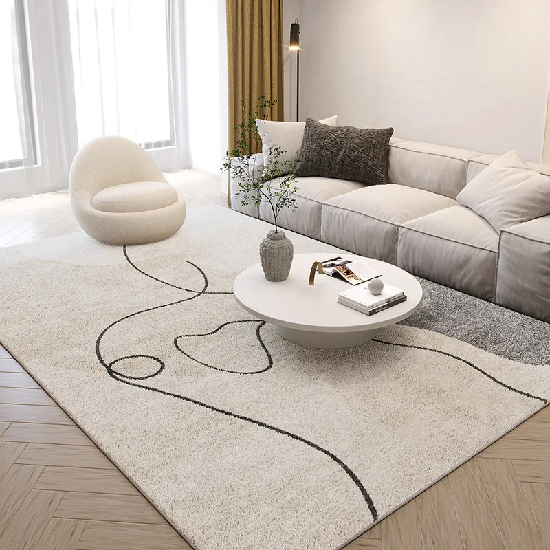 

VIKAMA Japanese-style Abstract Lines Imitation Cashmere Carpet for Living Room Sofa, Coffee Table, Bedroom Bedside Rug