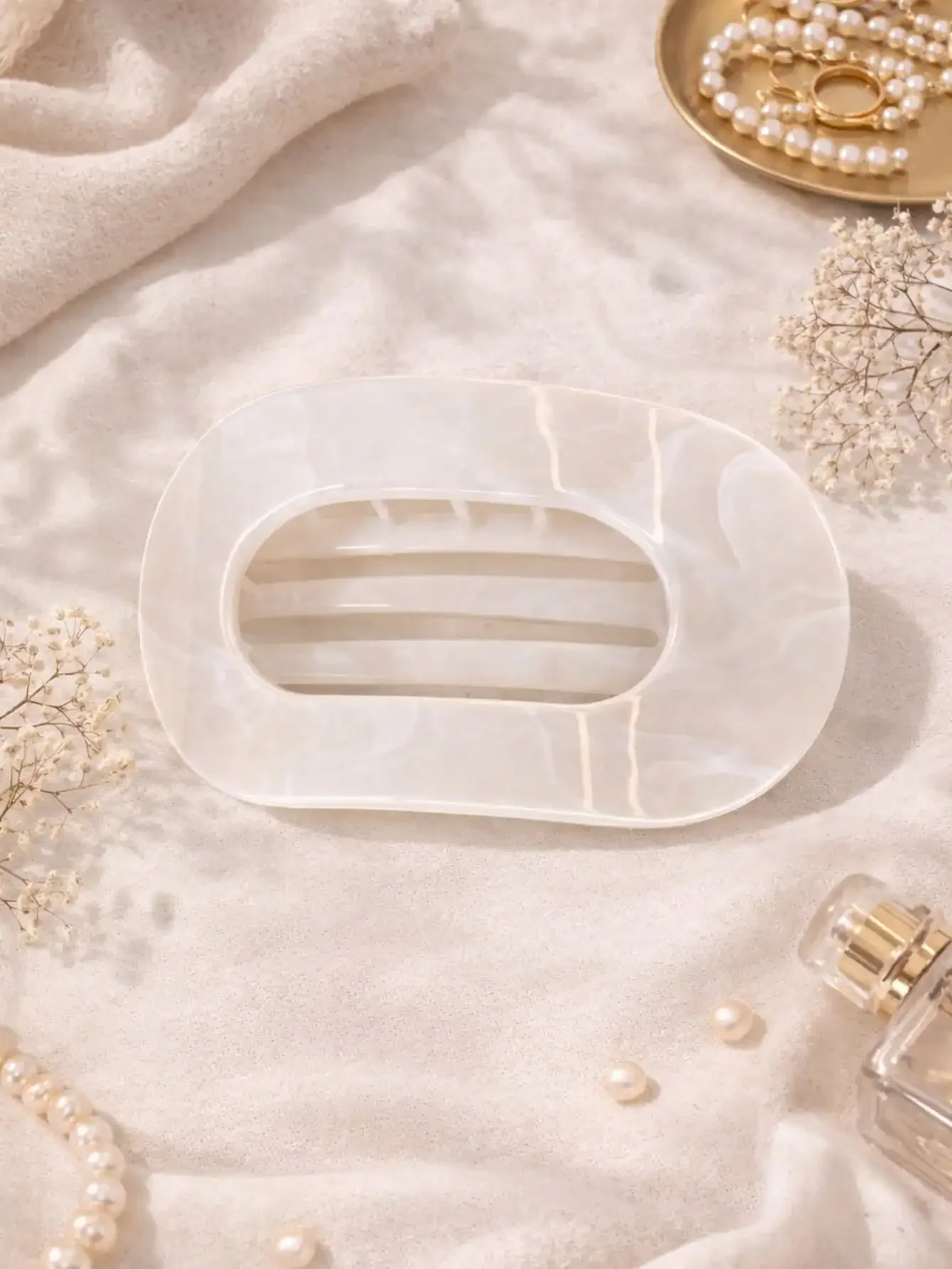 

Women Marble Pattern Flat Hair Clips Non-Slip Hair Accessories For Bun Ponytail Vacation Styling