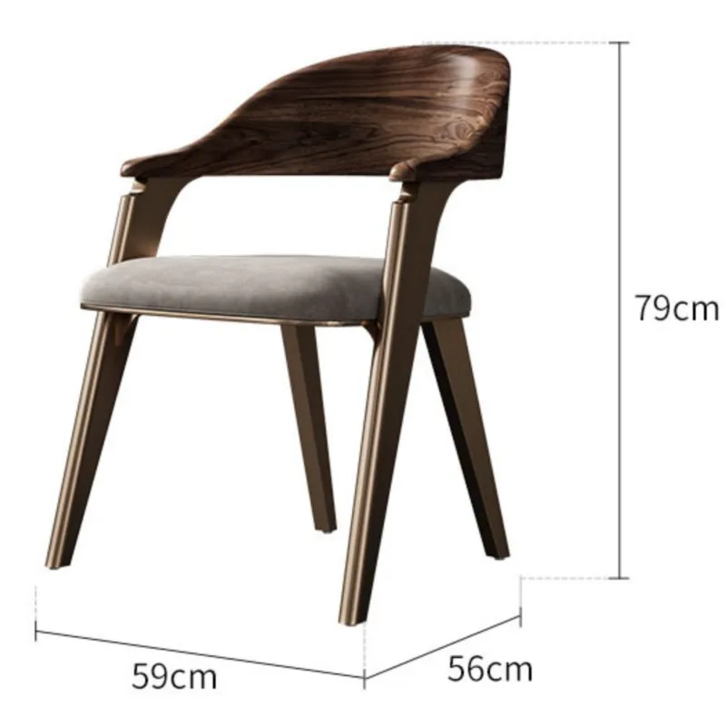 JOYLOVE Nordic Black Walnut Solid Wood Dining Chair With Backrest Light Luxury Leather Leisure Chair Can Be Customized Furniture