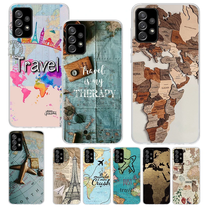 World Map Travel Plans Phone Case For Samsung Galaxy A51 A50 A71 A70 A41 A31 A21S A10 A20E A30 A40 A6 A7 A8 + A9 Soft Silicone S