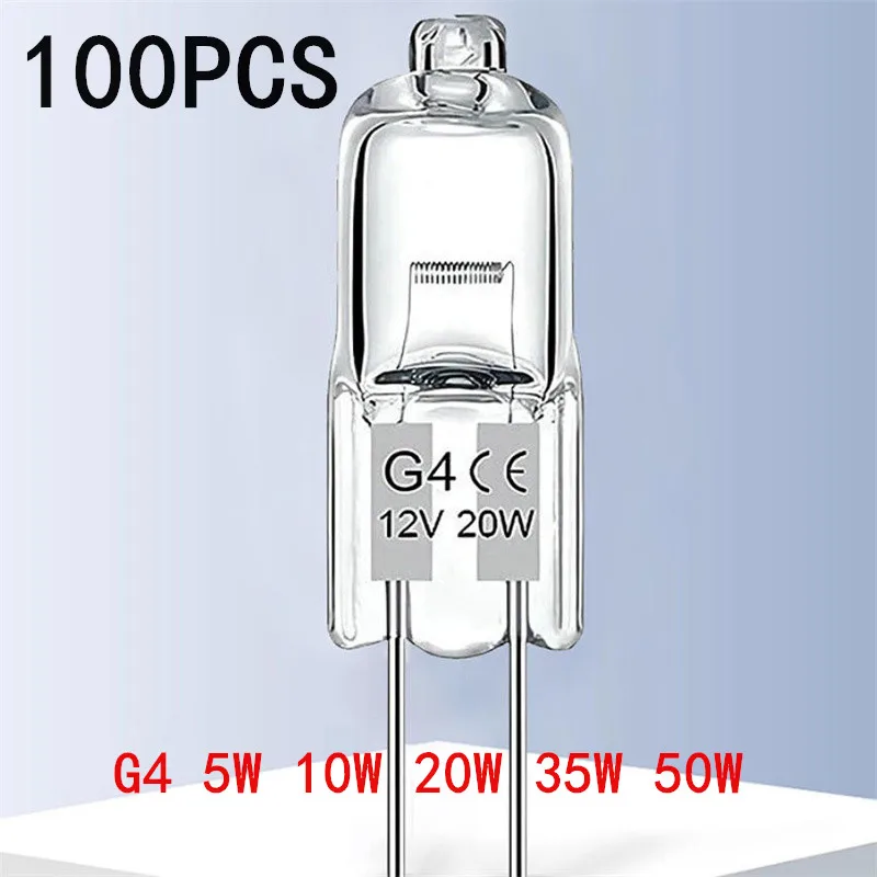 

5/10/50/100 шт. G4 5 Вт 10 Вт 20 Вт 35 Вт 50 Вт светодиодные лампы галогенные лампы для освещения плиты, сигнальные огни, трековые капсулы вставка жемчужного криста