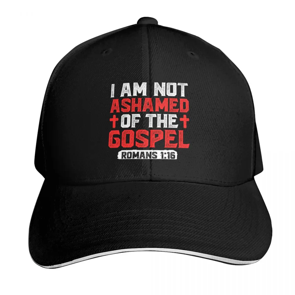 I Am Not Ashamed Of The Gospel - Romans 1:16 Baseball Cap Six Panel Structured Crown Sun Protection UPF 50+ Breathable Mesh Back