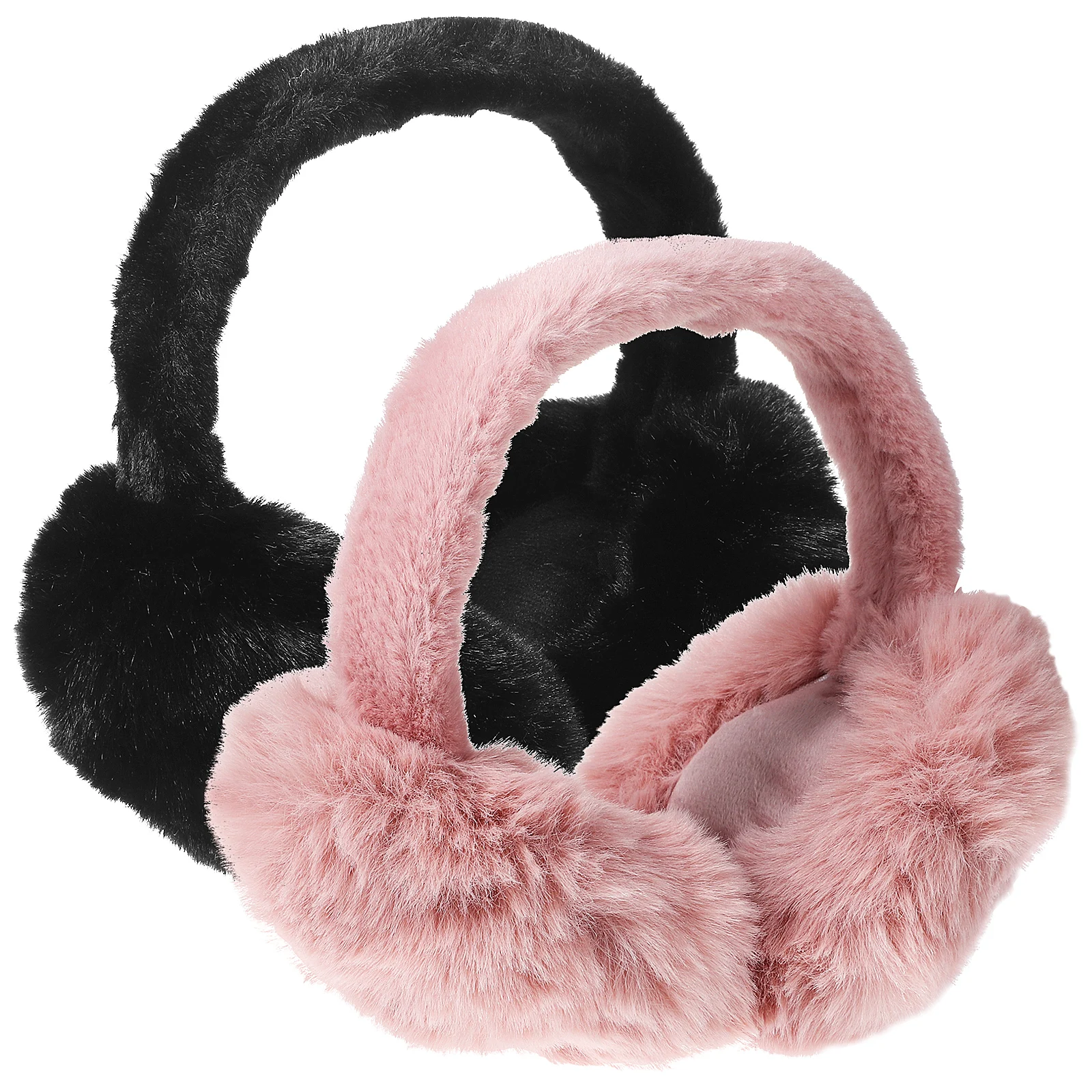 

2 Pcs Furry Muffs for Women Winter Cold Weather Warm Cover Cozy Earmuffs Foldable Windproof Ear Protectors Outdoor Ear Muffs