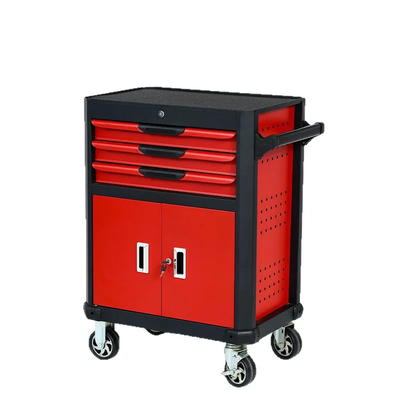 Heavy Duty Multi Drawer Tool Trolley With Lockable Cabinet For Auto Repair Workshop Mobile Parts Storage Cart Equipment