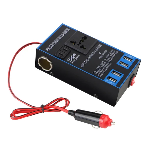 Imagen 2 del producto DC 12V a AC 110V 24V a AC 220V carga rápida inversor de coche encendedor de cigarros enchufe cargadores USB enchufes convertidor adaptador de corriente