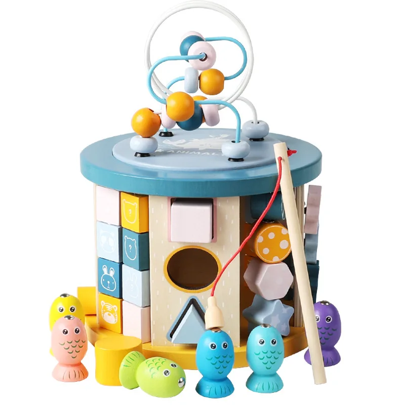 ไม้เด็กใหม่สิบเอ็ดในหนึ่งเดียวกล่องเก็บลูกปัดแปดด้านอเนกประสงค์สําหรับปริศนาและของเล่น