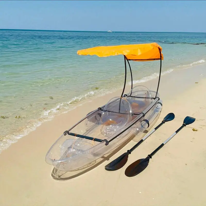 Popular 2 Person PC Bottom Canoe See Through Transparent Kayak With Free Accessories