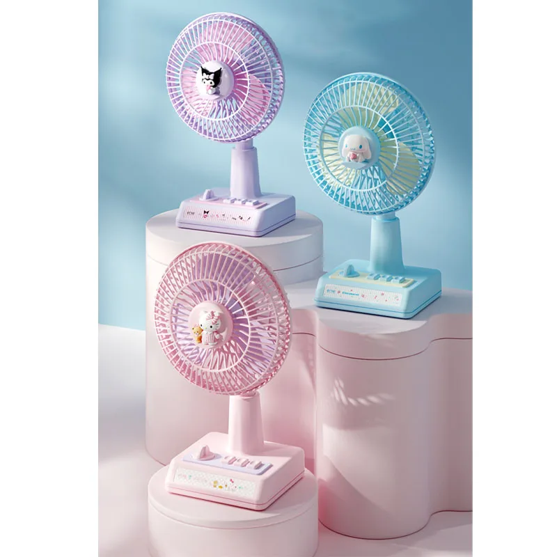 

22Cm Sanrios Kawaii Cartoon Kuromi Kitty Cinnamoroll Fan Student Dormitory Desktop Desktop Small Fan Cute Rechargeable Fan