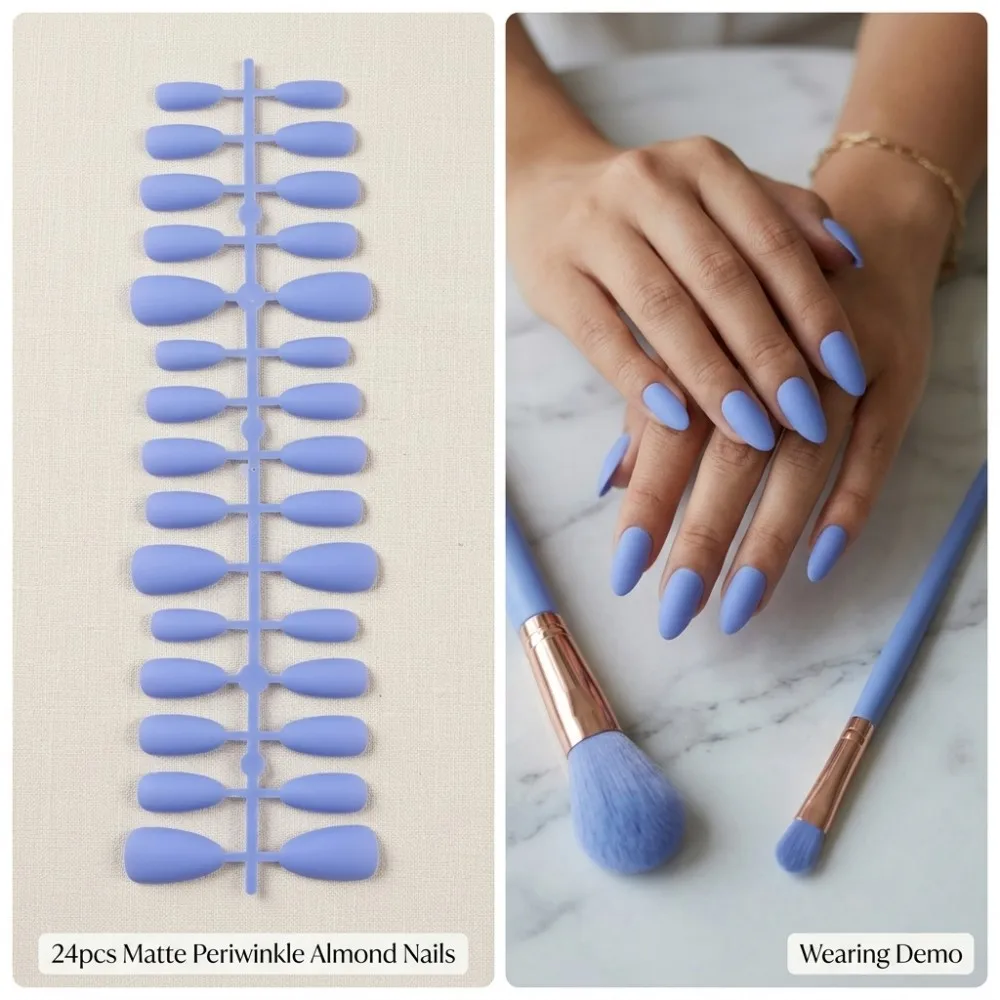 24PCS Matte Neon Green Short T-Shape Press on Nails Full Cover Artificial Fingernails Vibrant High Quality Acrylic Nail Tips view 3